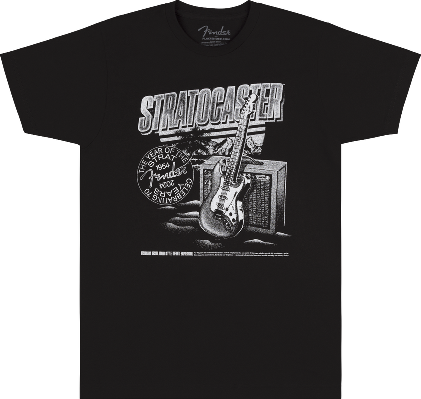 Fender Stratocaster™ 70 周年纪念 T 恤 黑色